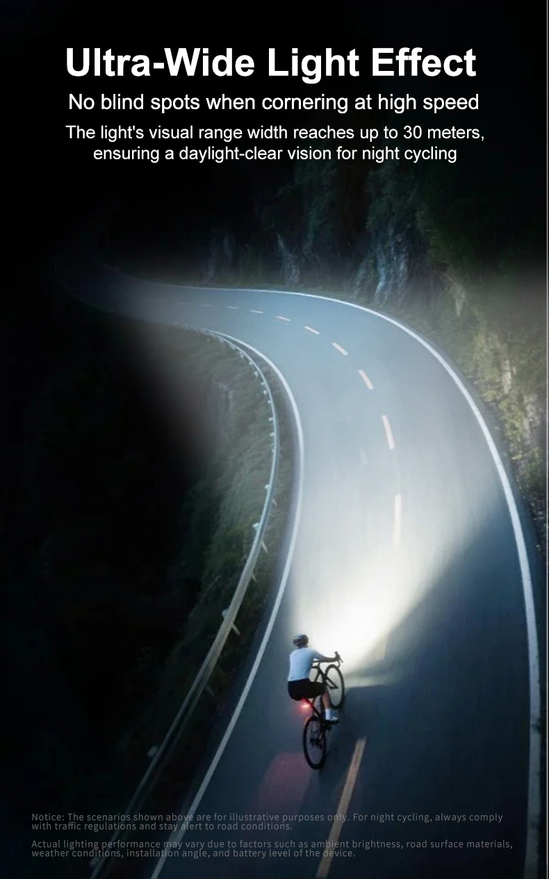 Gaciron Cetus-Max 2000 Lumen Smart LED Bike Front Light IPX6 Rechargeable Aluminum Alloy Wireless Remote 7 Modes Night Cycling