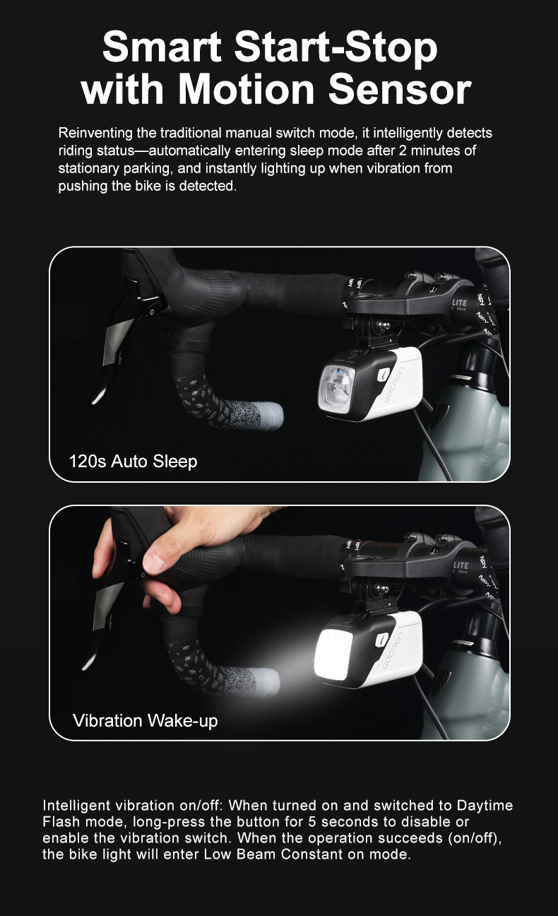 Gaciron Cetus-Max 2000 Lumen Smart LED Bike Front Light IPX6 Rechargeable Aluminum Alloy Wireless Remote 7 Modes Night Cycling