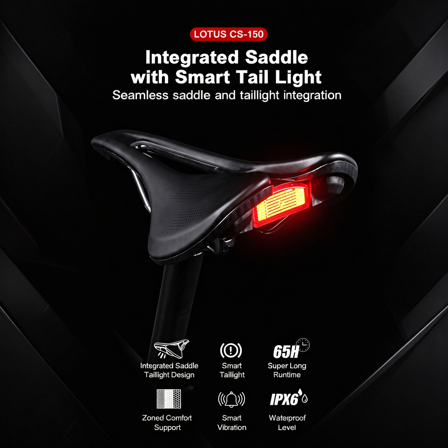 Gaciron CS-150 Bike Accessories Integrated Smart Taillight Zoned Comfort Support 65h Super Long Runtime IPX6 bicycle Accessories