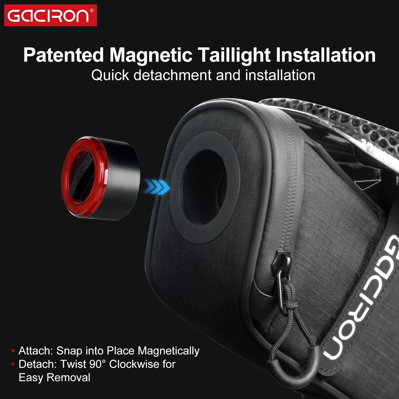 Gaciron BIRD NEST-300 Bicycle Bag Rear Light Smart Taillight Quick Release Vibration Light Sensors Bike Accessories MTB Battery