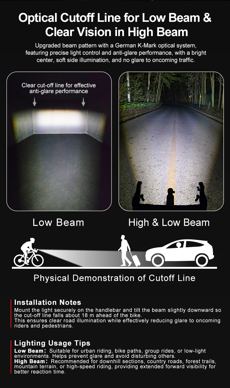 Gaciron Cetus-Max 2000 Lumen Smart LED Bike Front Light IPX6 Rechargeable Aluminum Alloy Wireless Remote 7 Modes Night Cycling