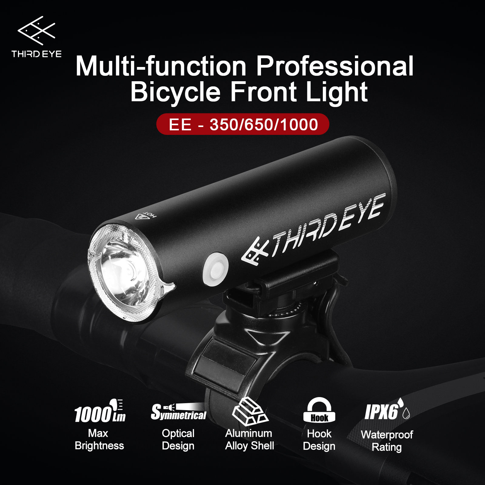 Gaciron EE-650 Rechargeable LED Bicycle Front Light Symmetrical Optical Design IPX6 Aluminum Alloy Headlamp Night Cycling