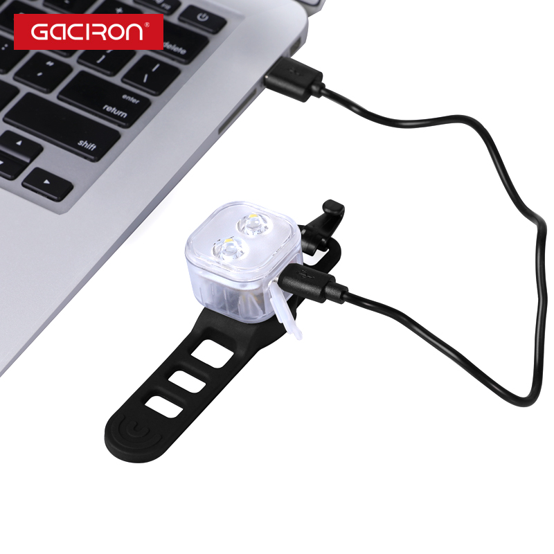 Gaciron W07W 20LM Mini Bicycle-Accessories Warning Front Light USB Rechargeable Bike Headlight 6 Modes IPX4 Cycling Safety Light