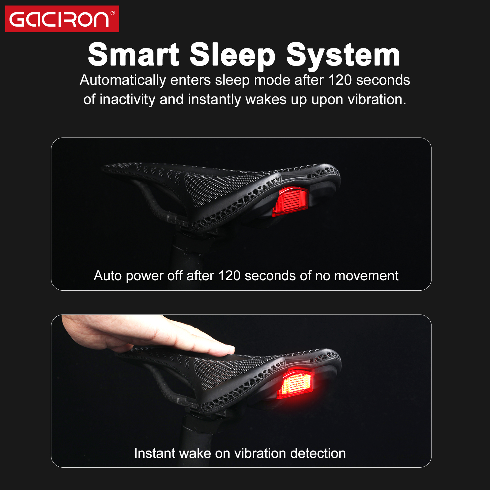 Gaciron CS-150 bicycle Accessories Bicycle Parts Integrated Smart Taillight Zoned Comfort Support 65h Super Long Runtime IPX6
