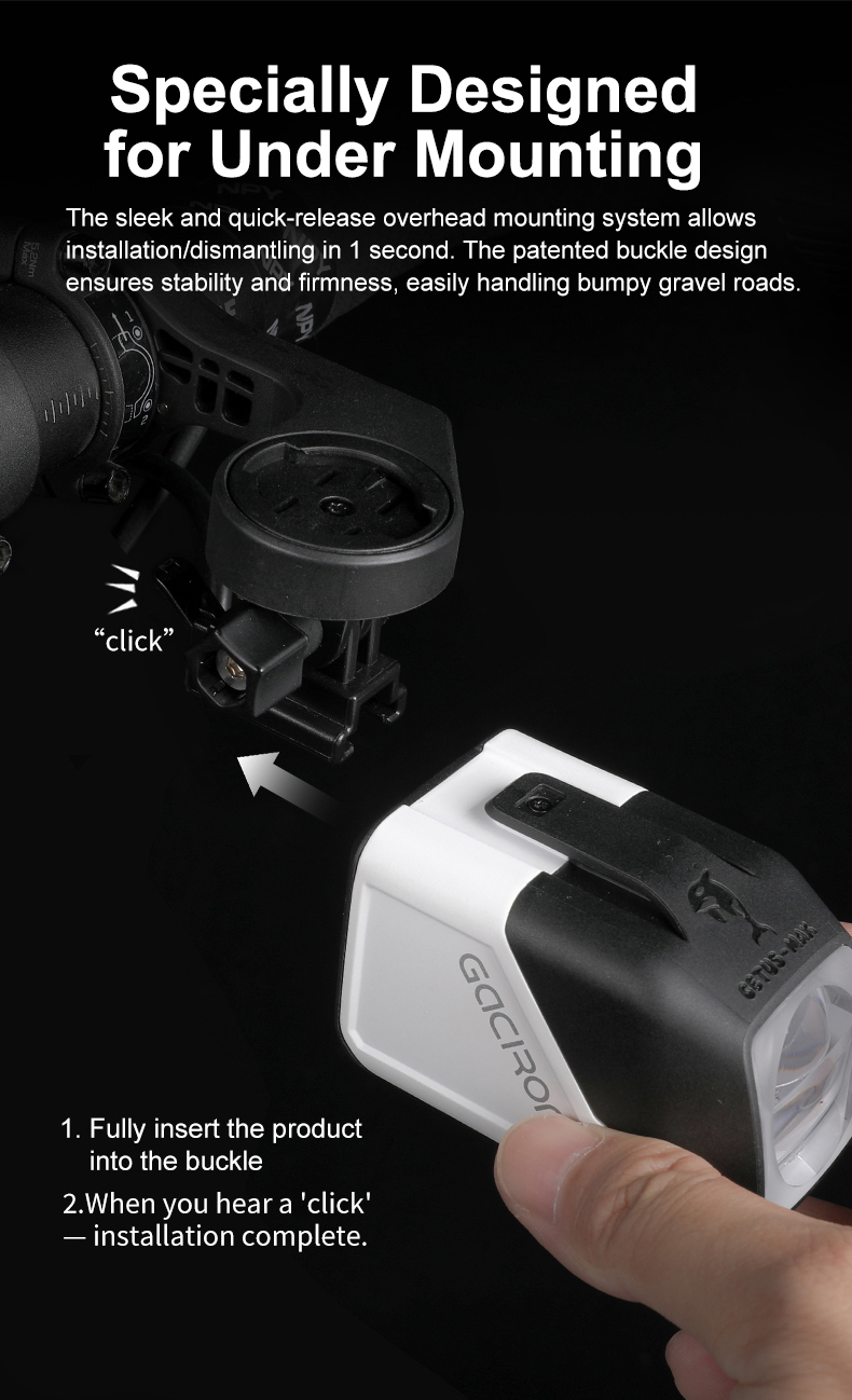 Gaciron Cetus-Max 2000 Lumen Smart LED Bike Front Light IPX6 Rechargeable Aluminum Alloy Wireless Remote 7 Modes Night Cycling