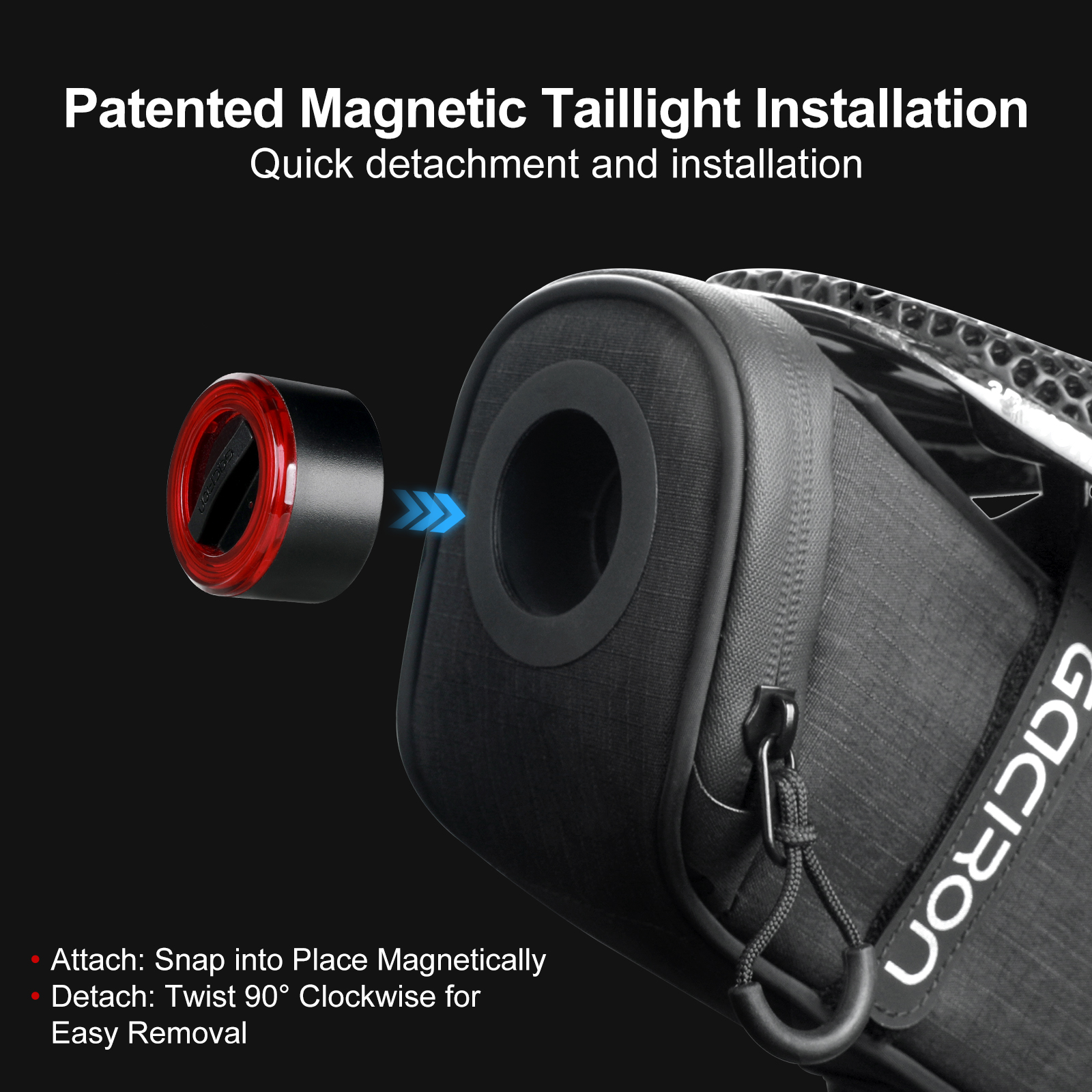 Gaciron BIRD NEST-300 Road Bike Smart Taillight Magnetic Mount Battery Aero Saddle Bag